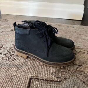 Zara Kids Navy Blue Leather Lace up Boots Size 1 (Euro 32)